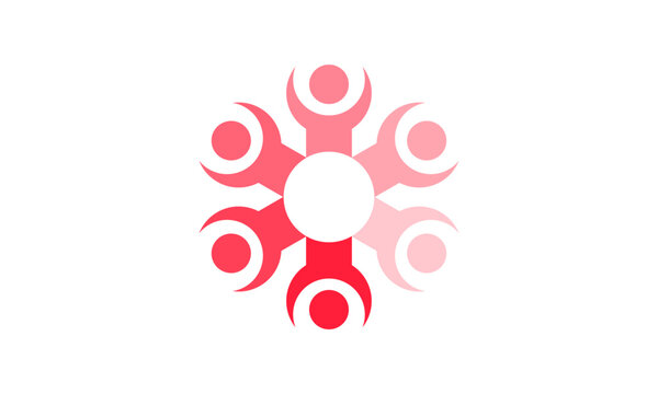 6 Friends Teamwork Logo Design &ndash; Abstract Group of Six Human Figures Representing Friendship, Unity, and Collaboration