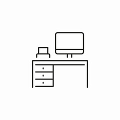 computer desk setup icon sign vector