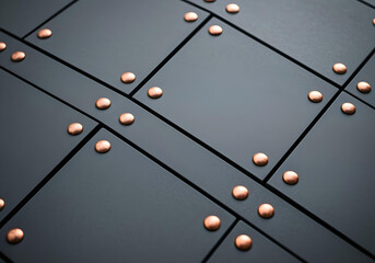 modern bathroom tiles featuring metallic bronze grid design

