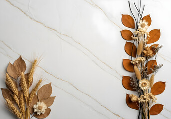 natural dried herbs and leaves with minimalist design

