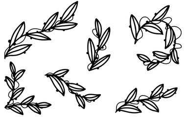 Fototapeta premium Abstract black and white leaf hand drawn. simple design background.