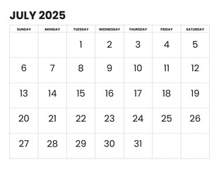 2025 July calendar start on monday