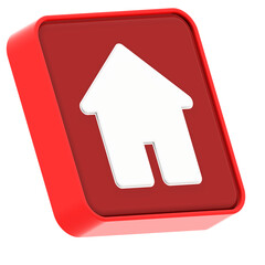 3D red home icon for app or web design / Ícone de casa vermelha 3D para app ou design web