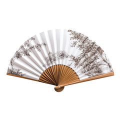 Elegant decorative fan with intricate landscape design, showcasing traditional artistry and craftsmanship. Perfect for cultural events or home decor