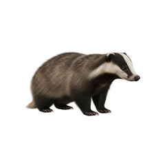 Fototapeta premium European badger standing isolated on white background