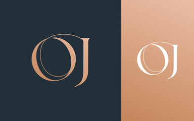 Initial letter OJ JO logo design vector illustration for couple, wedding, and business
