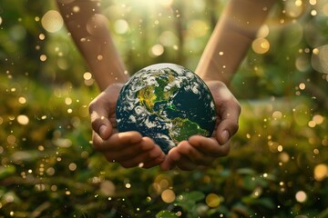 Ultra Hd Visual of Hands Holding Earth with Smile Save the Planet