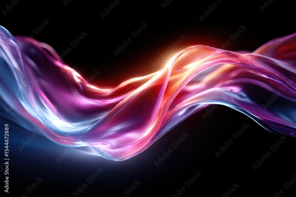 Poster colorful waves of light create an abstract art display in a dark setting