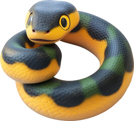 A coiled reptile with vibrant colors.