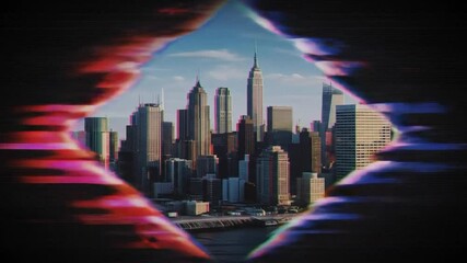 Glitch Art of a New York City Skyline - Powered by Adobe