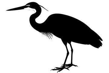 Silhouette Vector Art Illustration of  Great Blue Heron Artwork