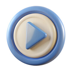 3D Render of a Play Button Icon: Blue and Beige Circular Design