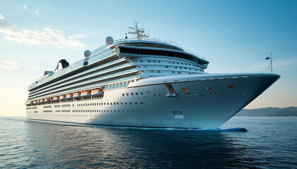 Cruise liner for luxury sea travel. Technologically ecologically safe transport.