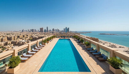 Fototapeta premium outdoor pool on the roof of a luxury hotel Resorts of the Middle East and Asia.