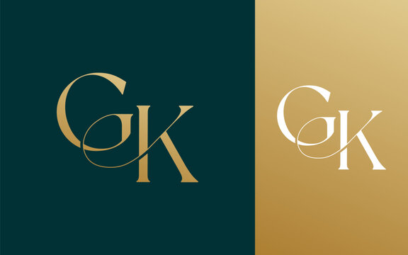 Initial letter GK KG logo design vector illustration for couple, wedding, and business