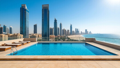 Fototapeta premium outdoor pool on the roof of a luxury hotel Resorts of the Middle East and Asia.