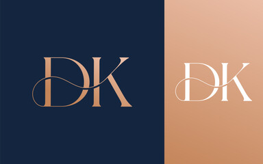 Initial letter DK KD logo design vector illustration for couple, wedding, and business