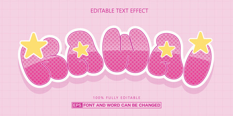 Kawai editable Cute text effect, Kawai styleeffect