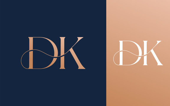Initial letter DK KD logo design vector illustration for couple, wedding, and business