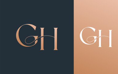 Initial letter GH HG logo design vector illustration for couple, wedding, and business
