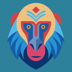 Geometric mandrill head abstract art