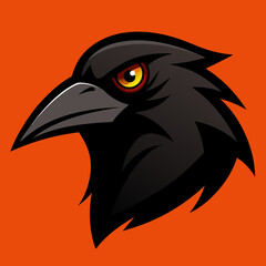 Fototapeta premium Fierce black raven head profile illustration