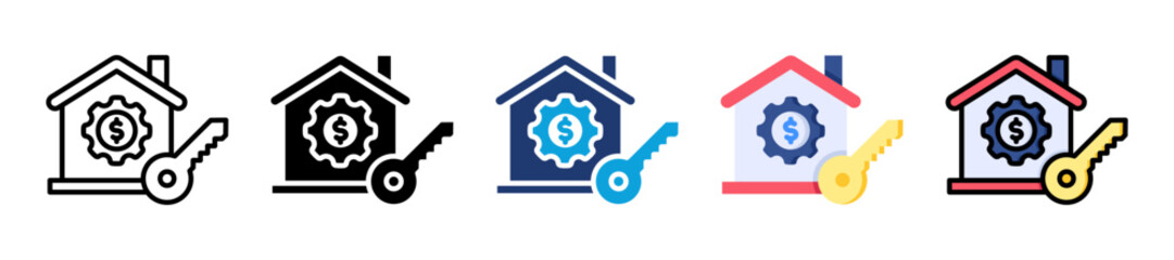 Rental Service Icon Set Multiple Style