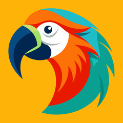 Obraz premium Vibrant scarlet macaw head profile illustration