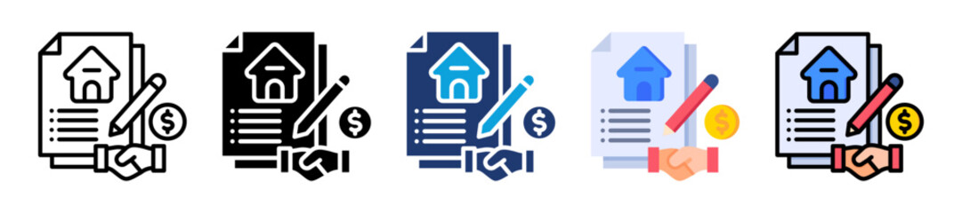 Rent Agreement Icon Set Multiple Style