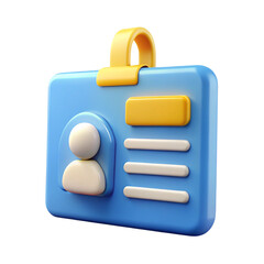 3D Render of a Blue and Yellow ID Badge with Person Icon