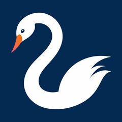 Naklejka premium Elegant white swan silhouette on dark blue