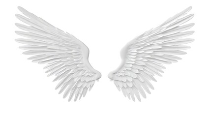 Fototapeta premium Pair of white angel wings isolated on white background