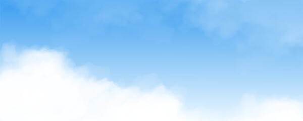 Sky Blue,Cloud Background,Horizon Summer Clear Sky over sea beach,Vector landscape nature sunrise in Winter,Spring panorama banner white clouds over blue ocean,Sunset landscape