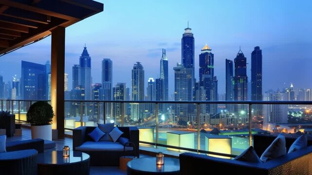 Rooftop bar view cityscape night