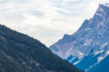 Panoramic view Zugspitze mountain peak alpine landscape Alps Tyrol Austria.