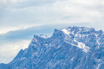 Panoramic view Zugspitze mountain peak alpine landscape Alps Tyrol Austria.