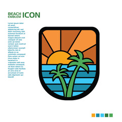 Beach and mountain vector icon is good for use in property or t-shirt and logo designs