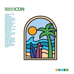 Beach and mountain vector icon is good for use in property or t-shirt and logo designs