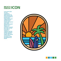 Beach and mountain vector icon is good for use in property or t-shirt and logo designs
