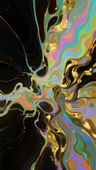 Fototapeta premium Abstract Fusion: Vibrant Swirls of Color and Gold