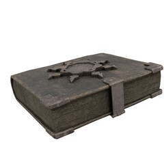 3D rendered leather fantasy grimoire isolated on transparent background