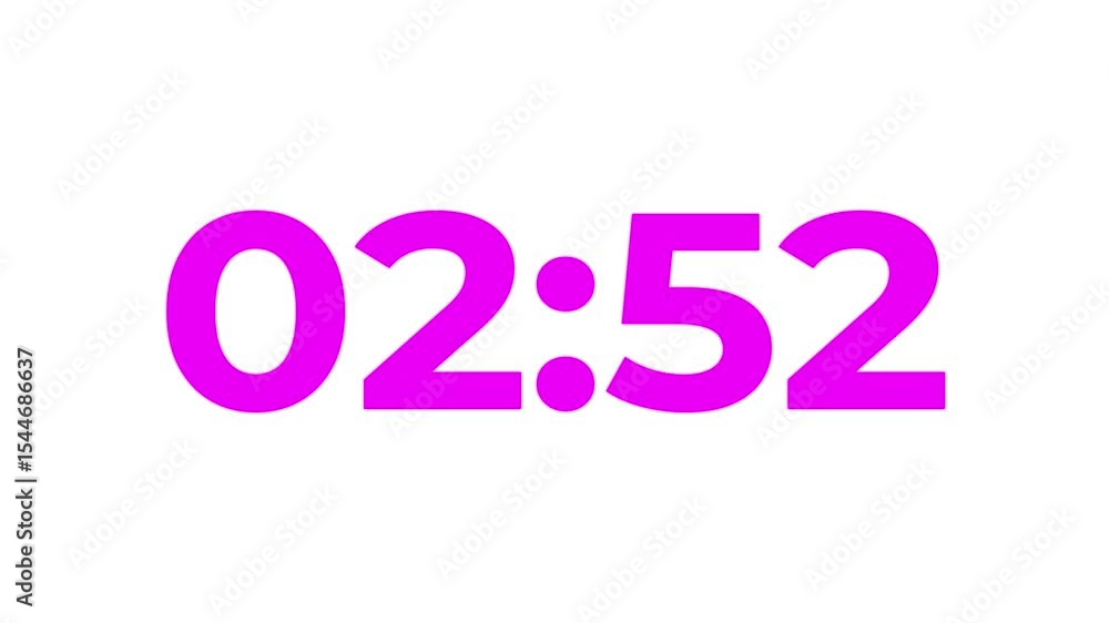 Poster 3 minutes alpha perple & white countdown timer with transparent background.