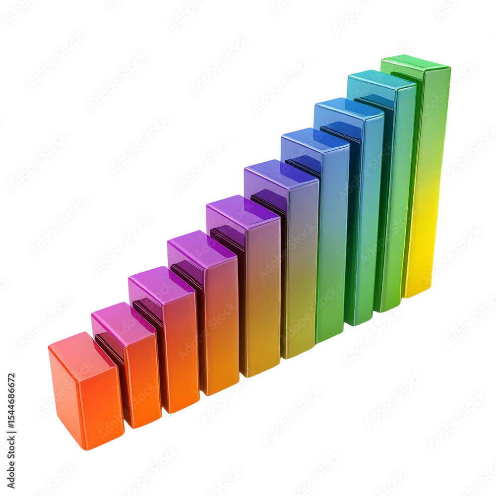 Leinwandbilder Colorful bar graph representing growth and progress in visually appealing way. gradient colors transition from orange to green, symbolizing positive change and development