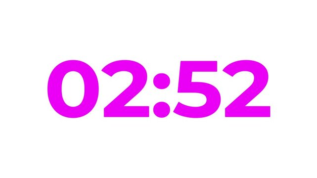 3 minutes alpha perple & white Countdown timer with transparent background.