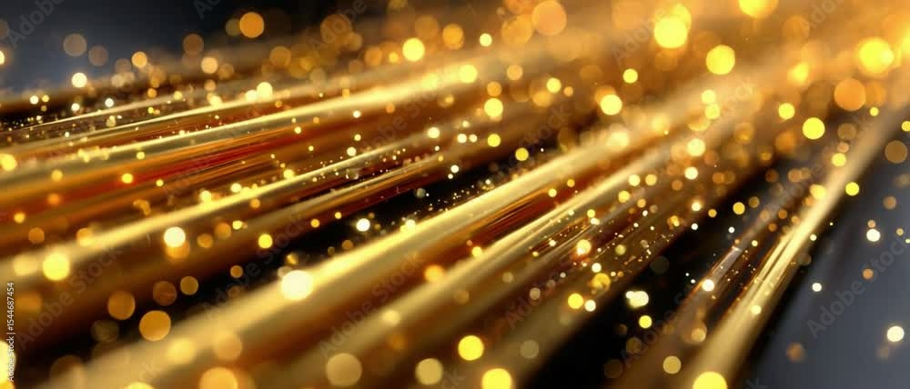 Poster golden light stream: a captivating abstract composition of shimmering golden light beams, streaks, a