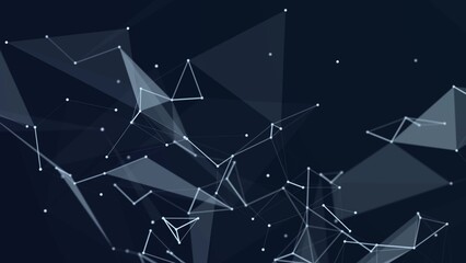 Abstract polygonal space with connecting dots and lines. Dark background. Connection structure. 3d	