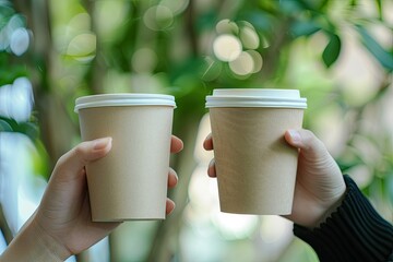 Flawless Picture of Two Female Hand Holding Paper Cup