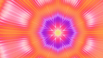 Abstract Radiant Burst with Soft Grain Texture, Symmetrical Glow Pattern in Psychedelic Style,...