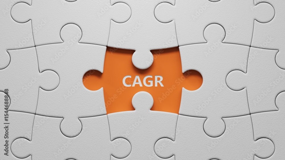 Poster word cagr on wooden cubes with copy space.close up of wooden elements,business concept.3d rendering 