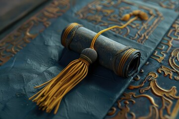 High Definition View of Success Achieved Diploma Cap and Tassel